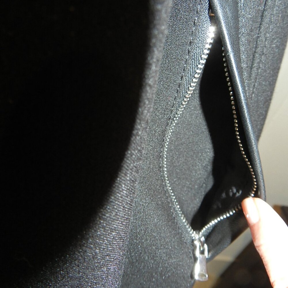White House Black Market Leather Trim Black Moto Jacket Size XXS - Picture 12 of 15